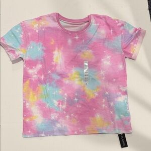 Girls' Pink Tie-Dye Sparkle Short Sleeve Tee